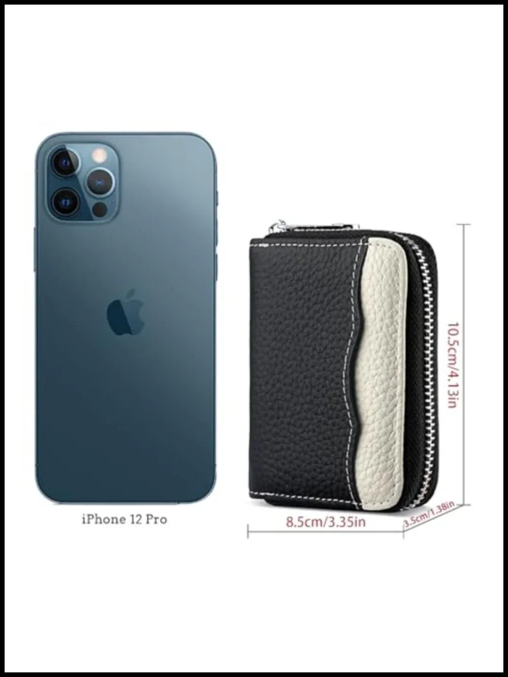 Genuine Leather RFID Credit Card Holder Wallet with Zipper, 20 Slots